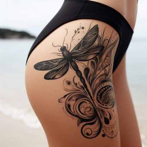 Lotus and Ornamental Hip Tattoo Tattoo Design