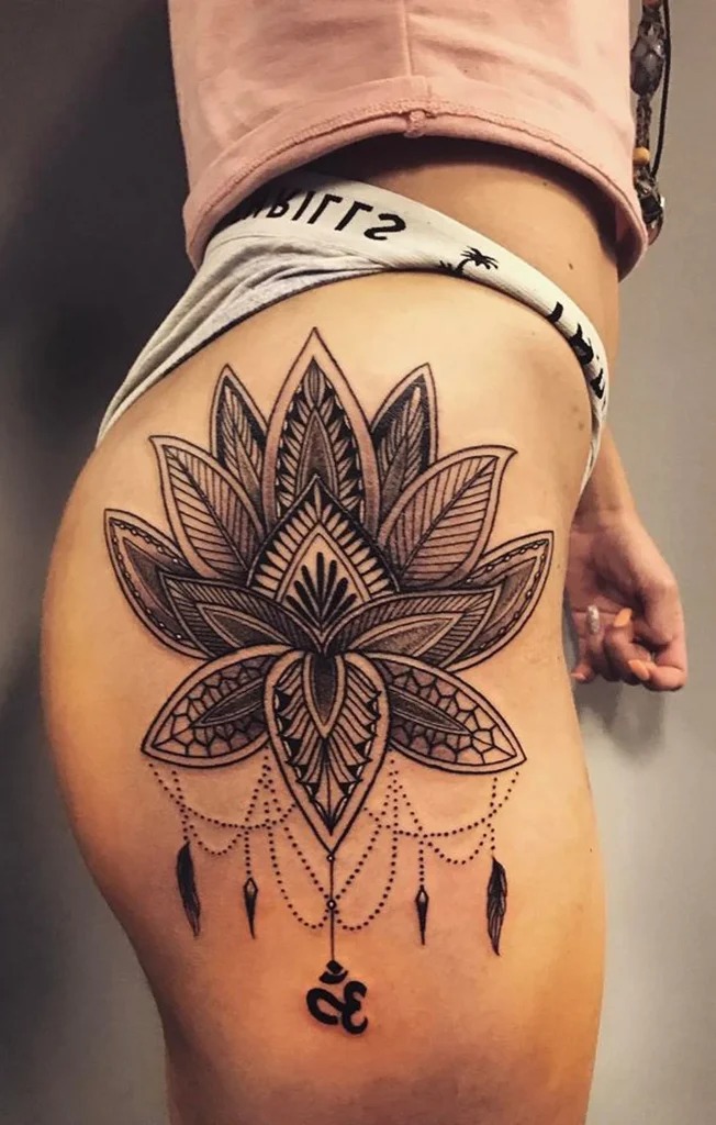 Ornate Lotus and Jewelry Design Tattoo Design