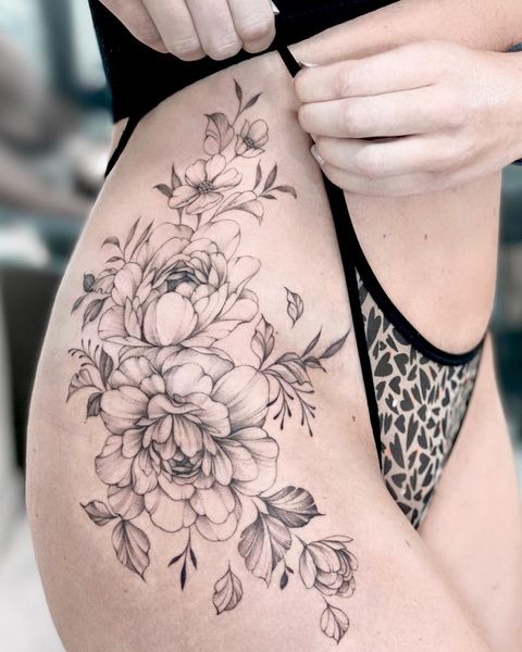 Snake and Flower Tattoo Tattoo Design