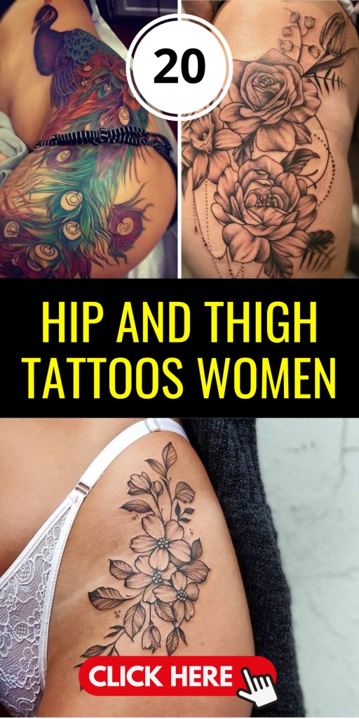 Soft Floral Outlines on Thigh Tattoo Design
