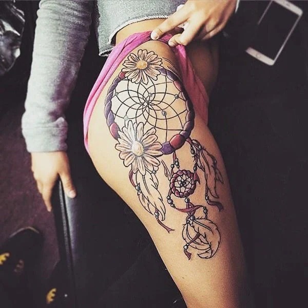 Vibrant Dragon Thigh Tattoo Tattoo Design