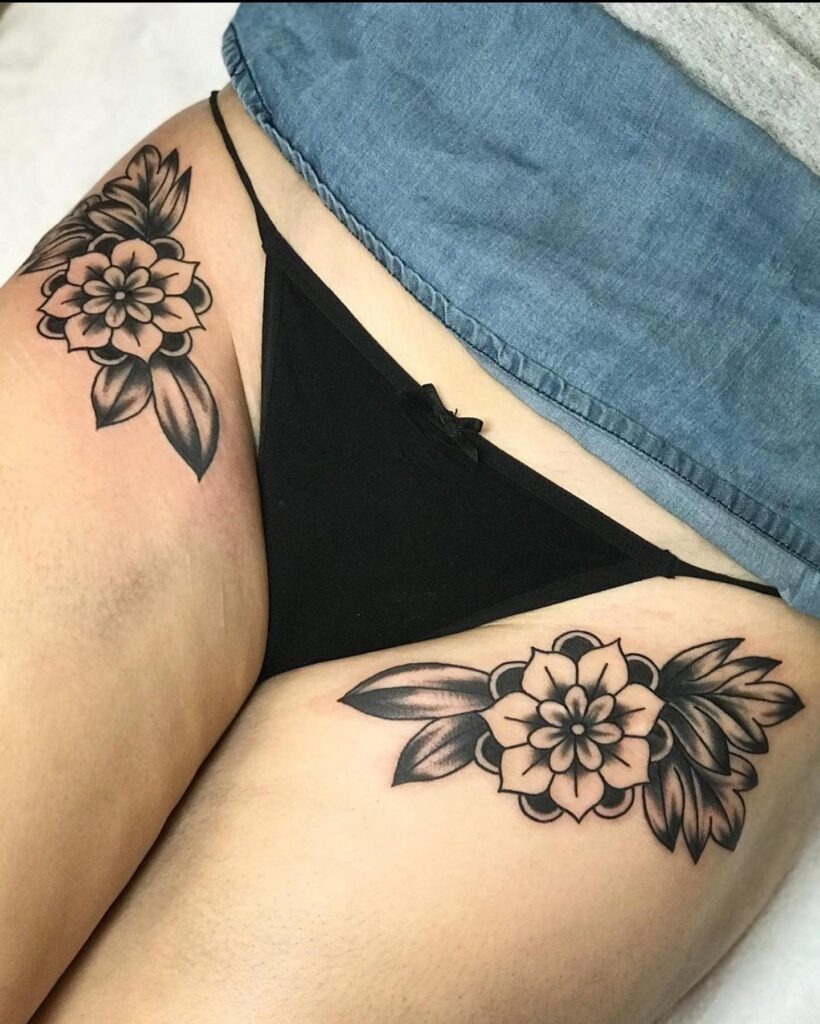 Bold Twin Flower Hip Tattoos Tattoo Design