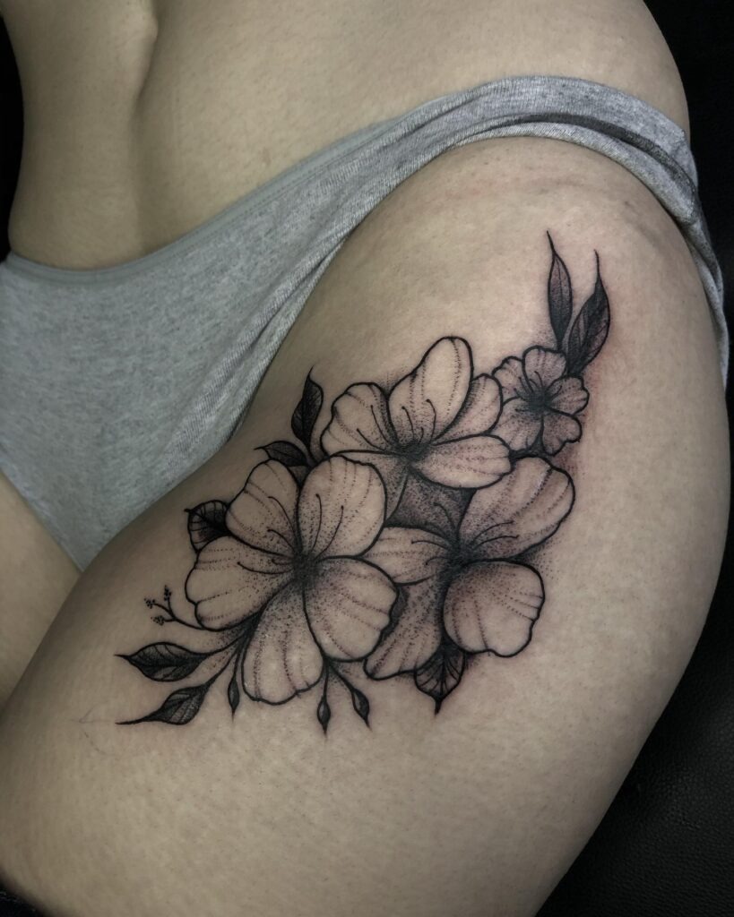 Cluster of Hibiscus Hip Tattoo Tattoo Design