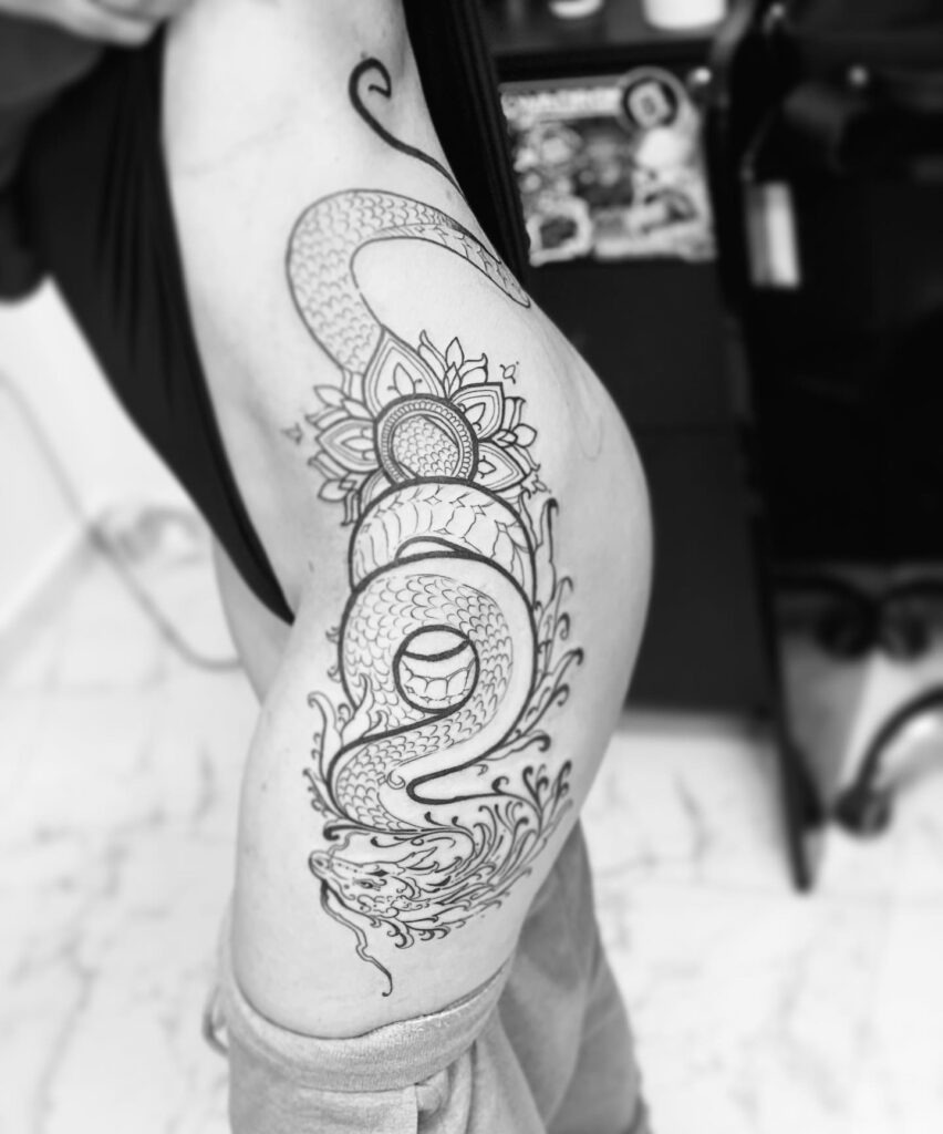 Dragon and Mandala Hip Tattoo Tattoo Design
