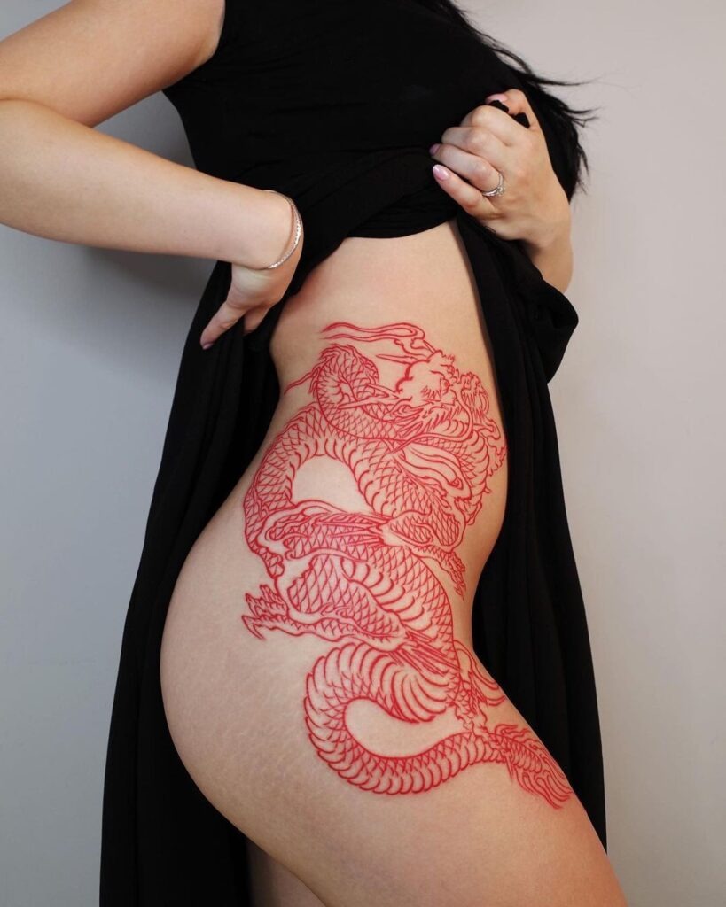 Red Dragon Hip Tattoo Tattoo Design