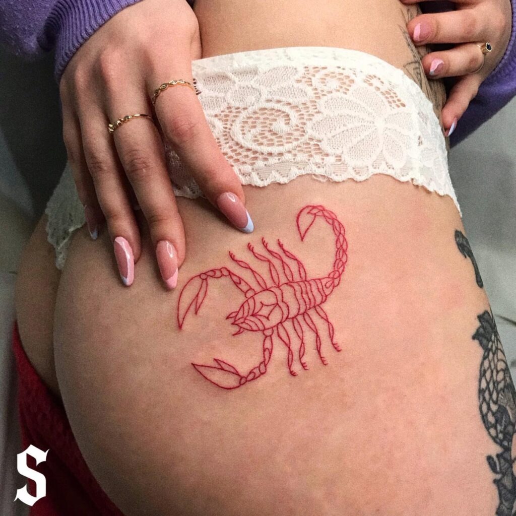 Red Scorpion Hip Tattoo Tattoo Design
