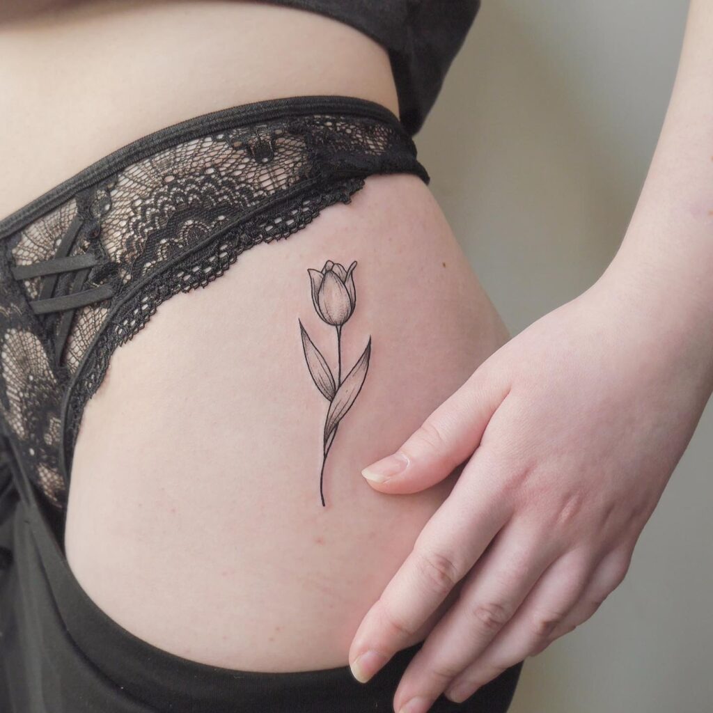 Single Tulip Hip Tattoo Tattoo Design