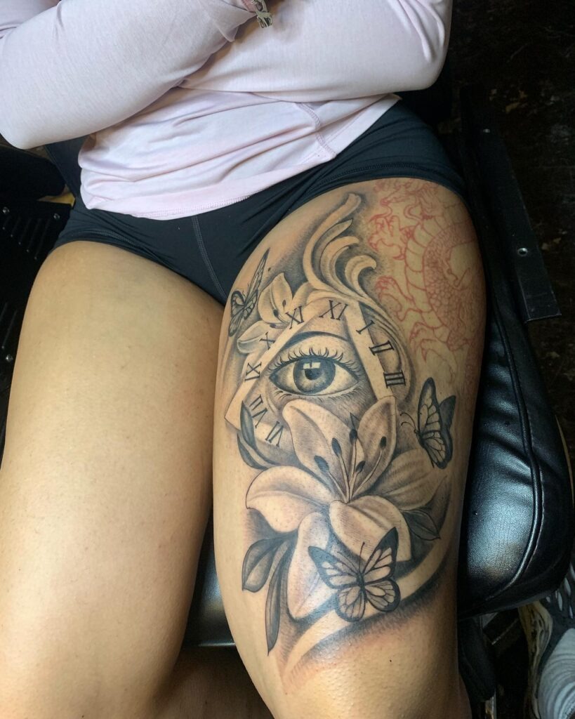 Butterflies & Blossoms Tattoo Design