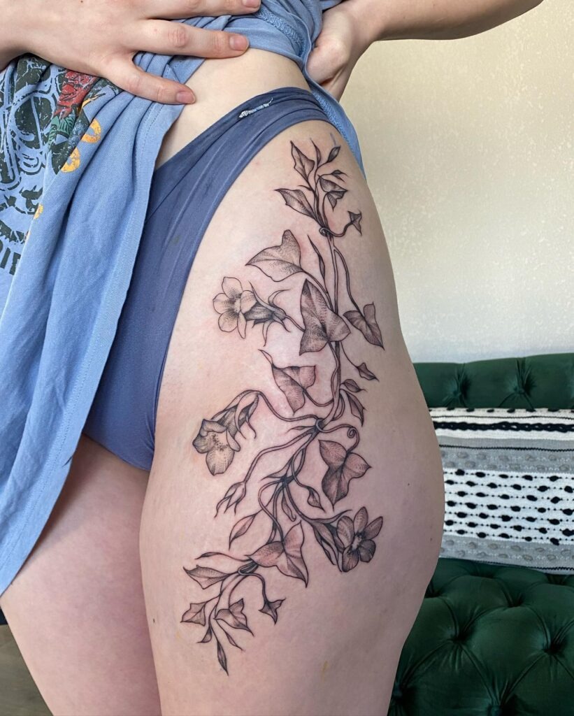 Delicate Floral Cascade Tattoo Design