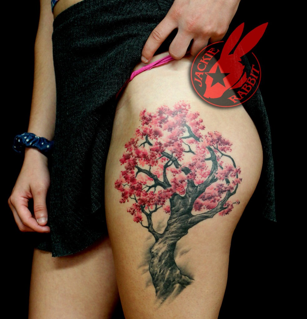 Hannya & Blossoms Tattoo Design