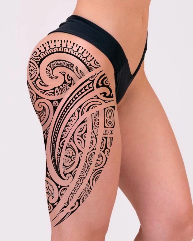 Hypnotic Tiger with Floral Accents Tattoo Design