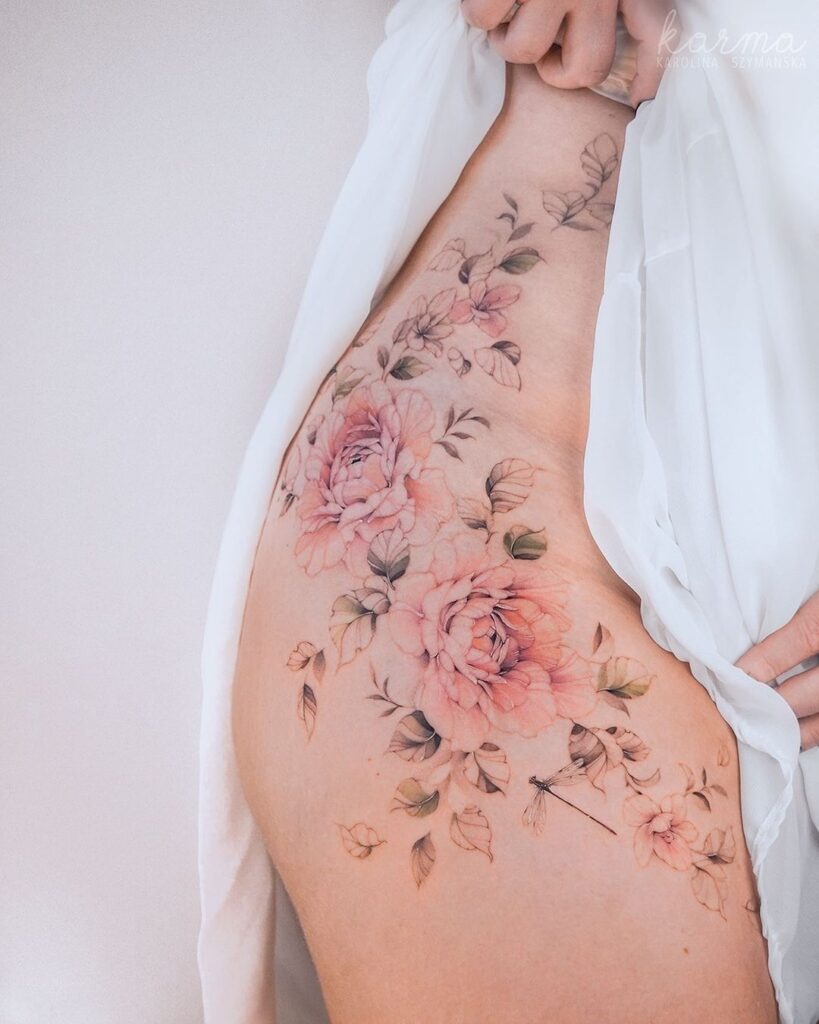 Peony Bouquet Tattoo Design