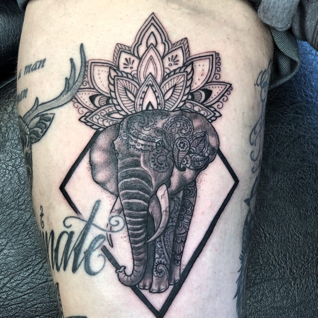 Tiger & Lotus with Mandala Tattoo Design