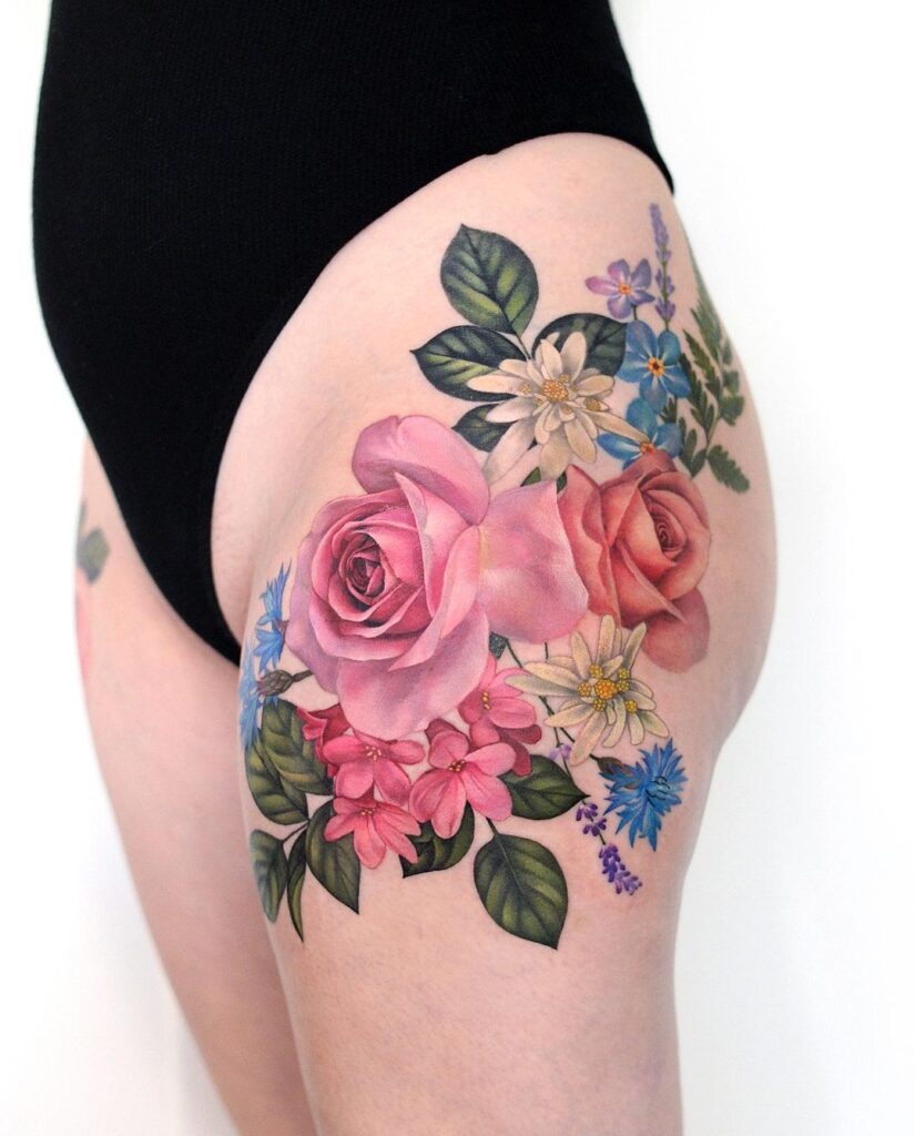 Vibrant Floral Harmony Tattoo Design