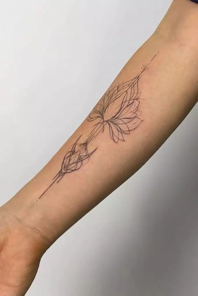 Line Art Floral Bouquet Tattoo Tattoo Design