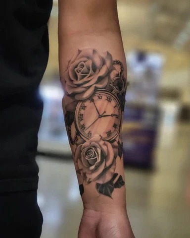 Realistic Rose with Script Tattoo Tattoo Design