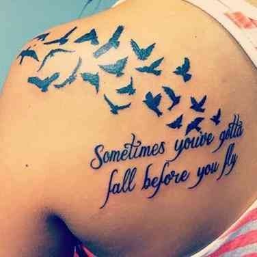 Birds and Quote Shoulder Tattoo Tattoo Design