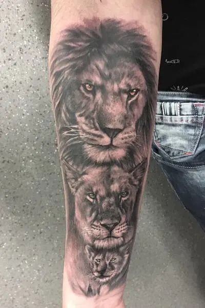 Blue-Eyed Lion Family Tattoo Tattoo Design