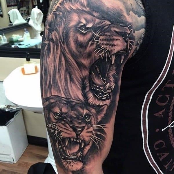 Classic Lion Family Tattoo Tattoo Design