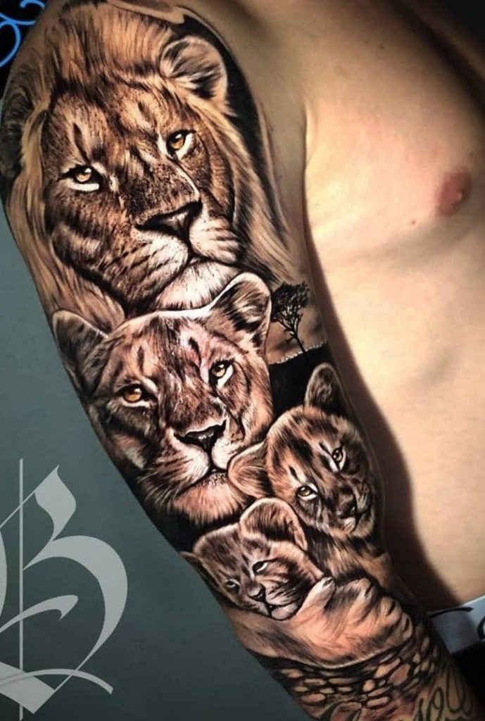 Forearm Lion Family Tattoo Tattoo Design