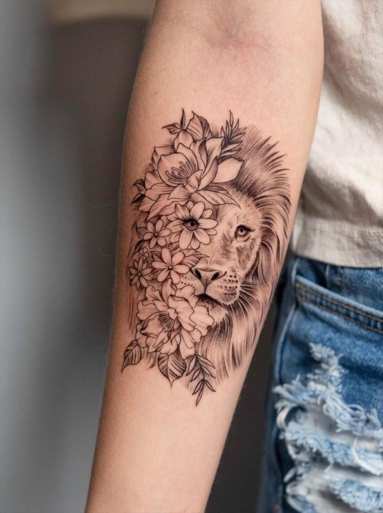 Geometric Lion Thigh Tattoo Tattoo Design
