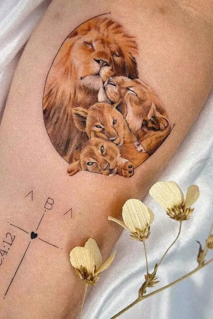 Heartwarming Lion Family Tattoo Tattoo Design