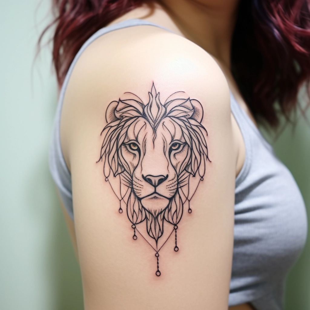 Majestic Leo Shoulder Tattoo for Women Tattoo Design