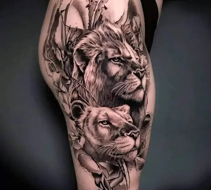 Majestic Lion and Lioness Tattoo Design Tattoo Design