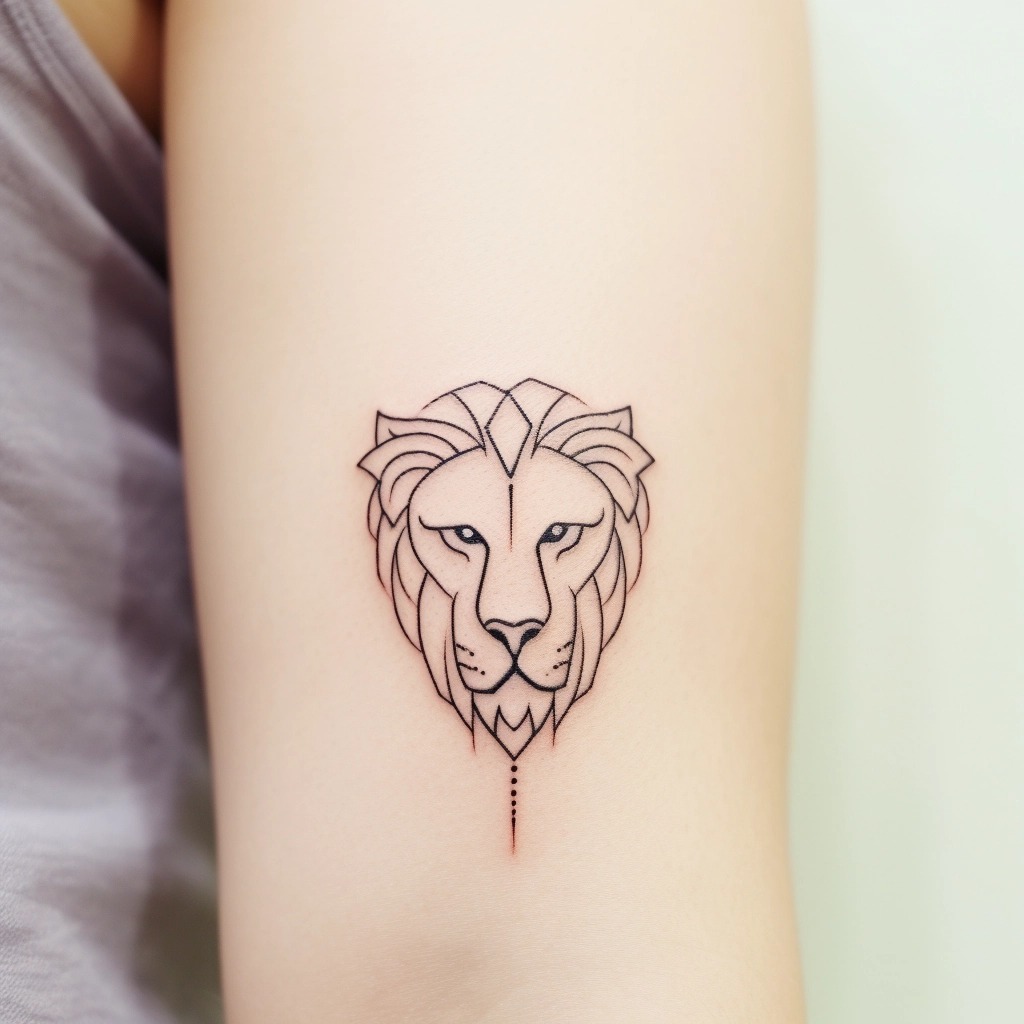 Minimalist Leo Tattoo with Geometric Design Tattoo Design