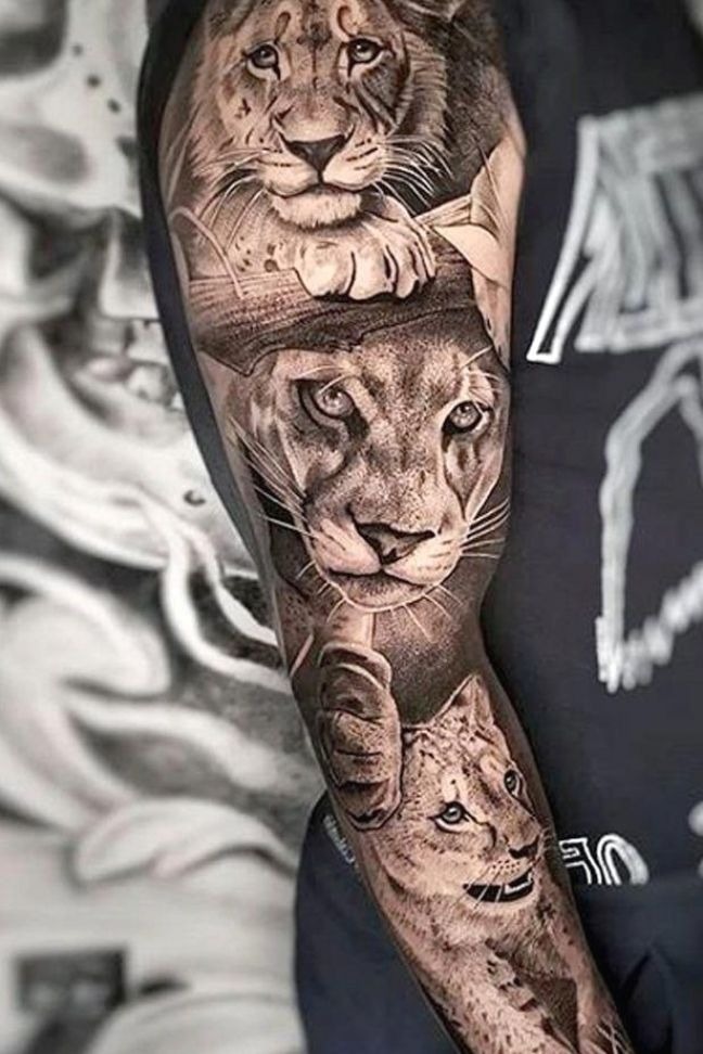 Vibrant Color Lion Family Tattoo Tattoo Design