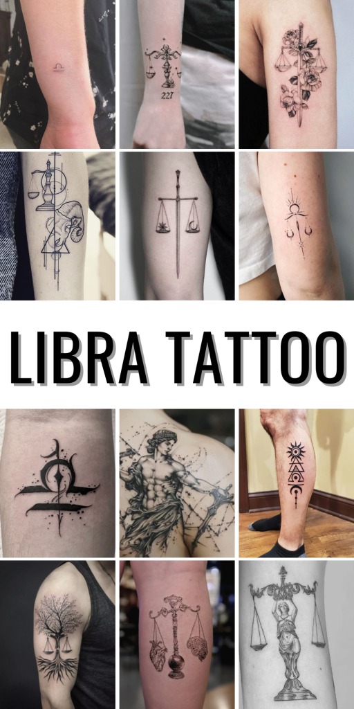 This striking tattoo showcases a blindfolded Lady Justice, wielding a sword while scales balance above her shoulders.