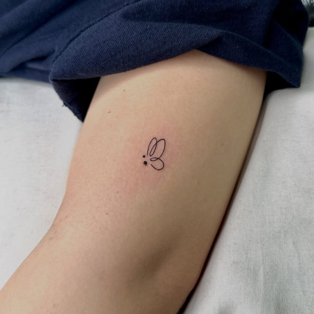 Little Butterfly and Semicolon Tattoo Tattoo Design
