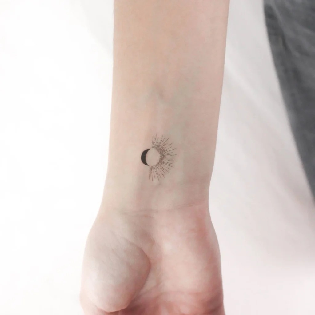 Little Crescent Moon and Rays Tattoo Tattoo Design