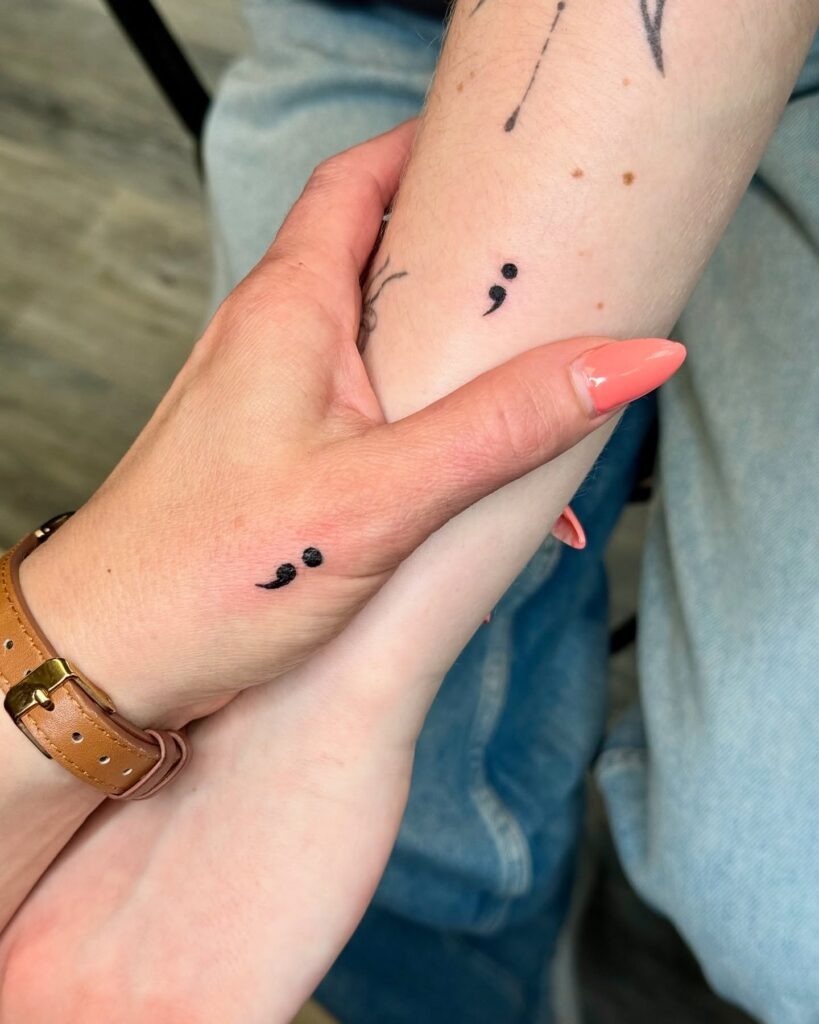 Little Mother and Daughter Semicolon Tattoo Tattoo Design