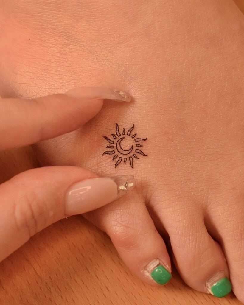 Little Sun with Moon Inside Tattoo Tattoo Design