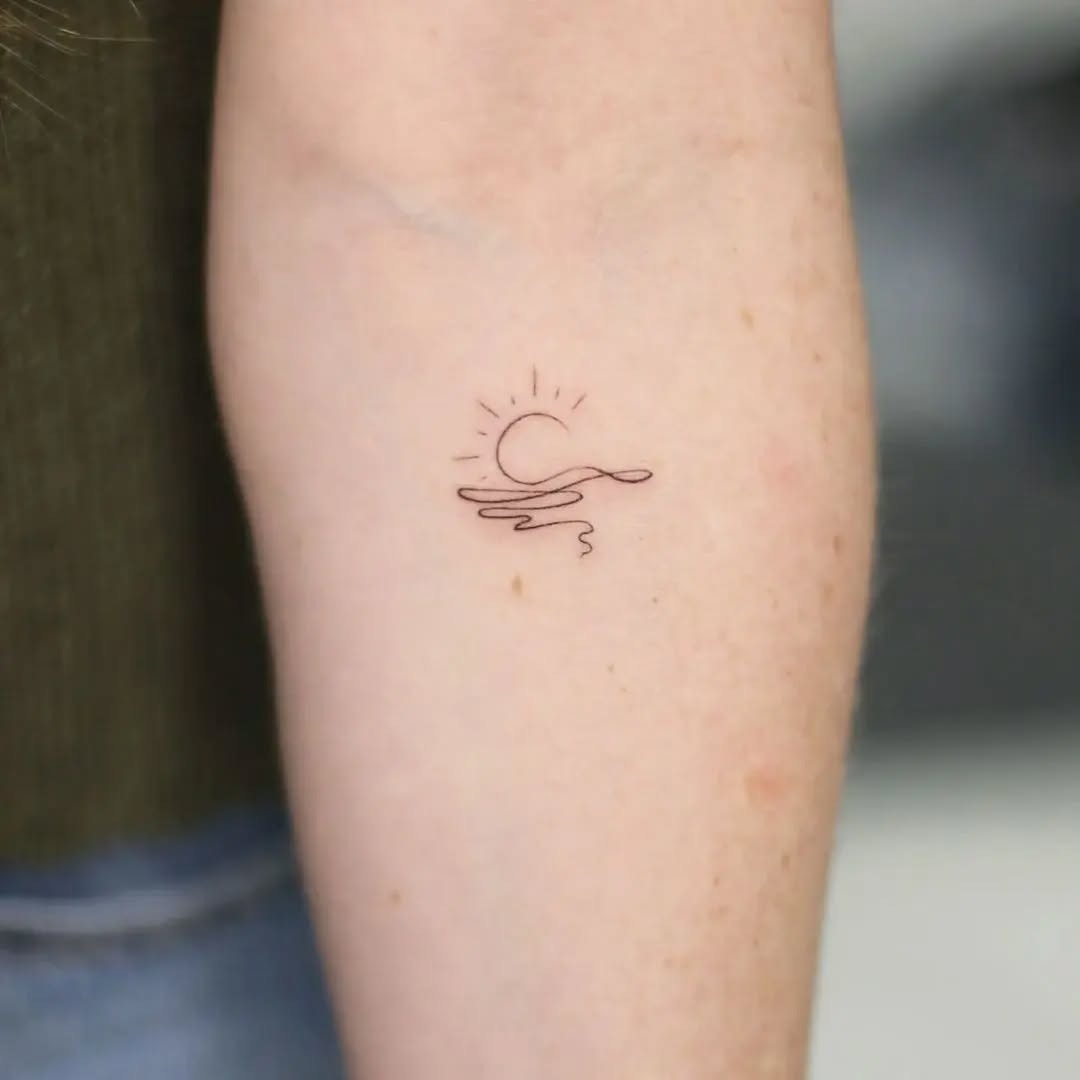 Little Sunrise Line Tattoo Tattoo Design