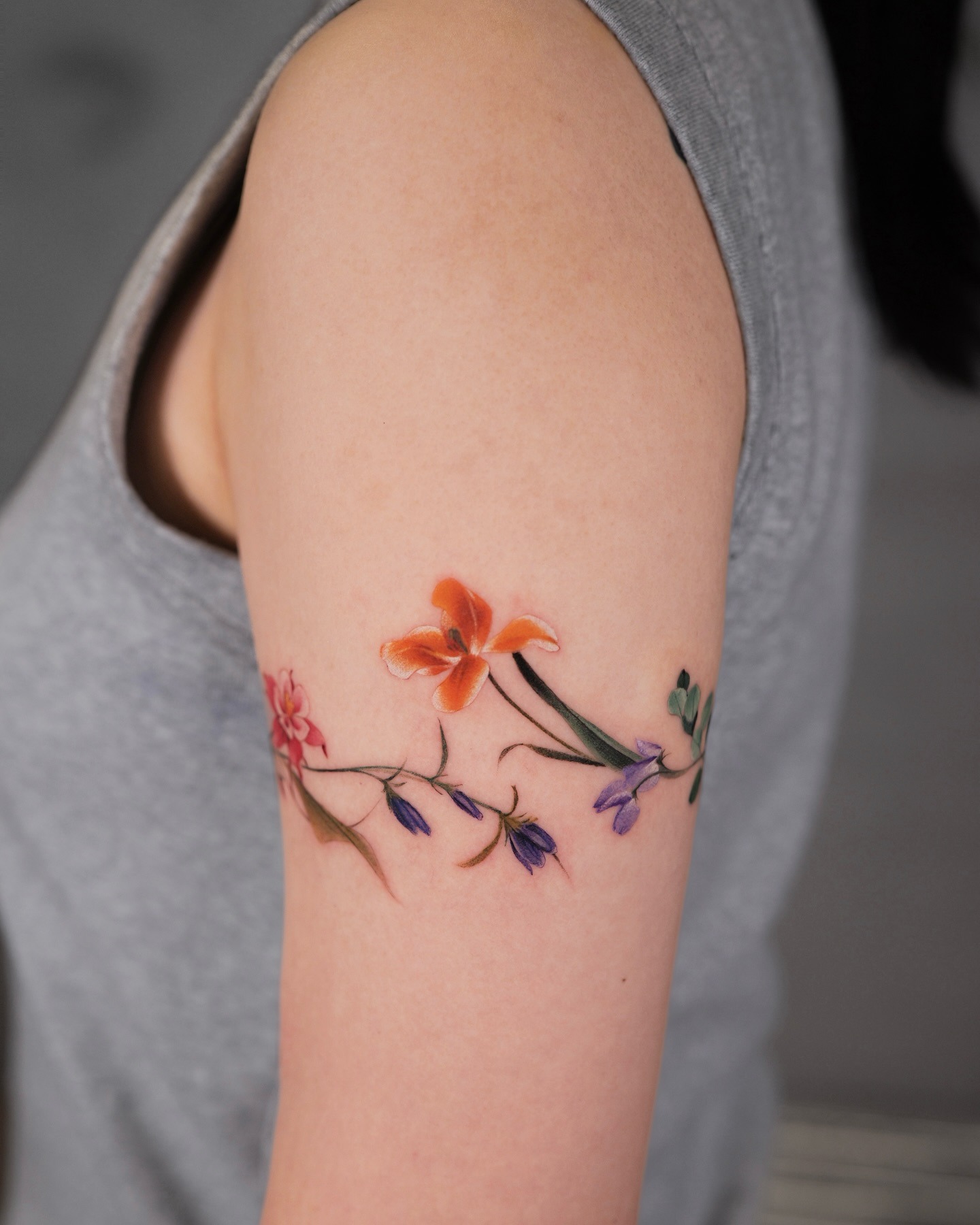 Colorful Wildflower Band Tattoo Tattoo Design