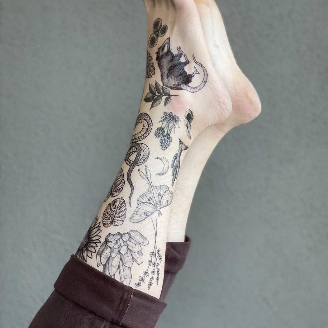 Dragonfly and Spiral Leaf Shoulder Tattoo Tattoo Design