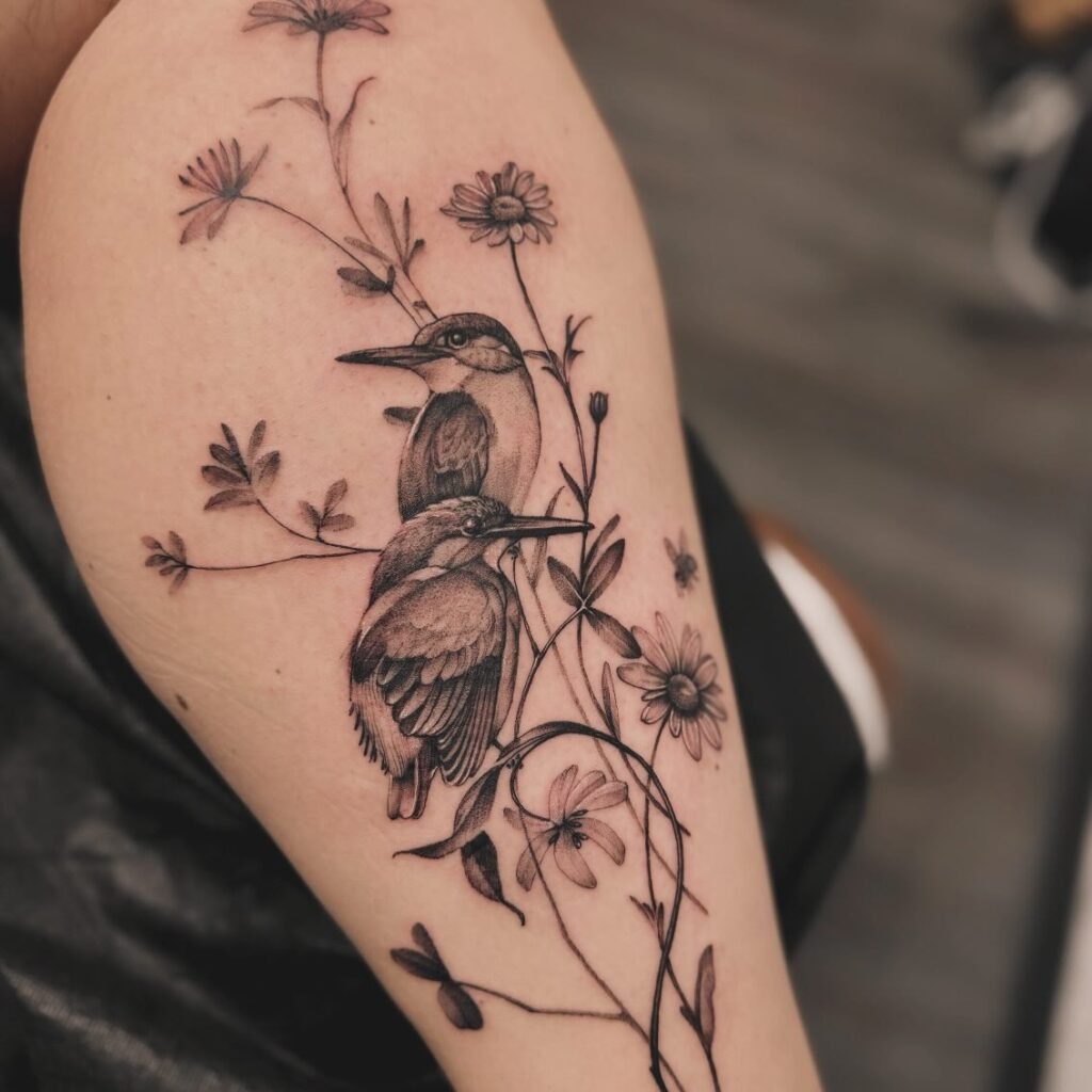 Fox and Wildflowers Nature Tattoo Tattoo Design