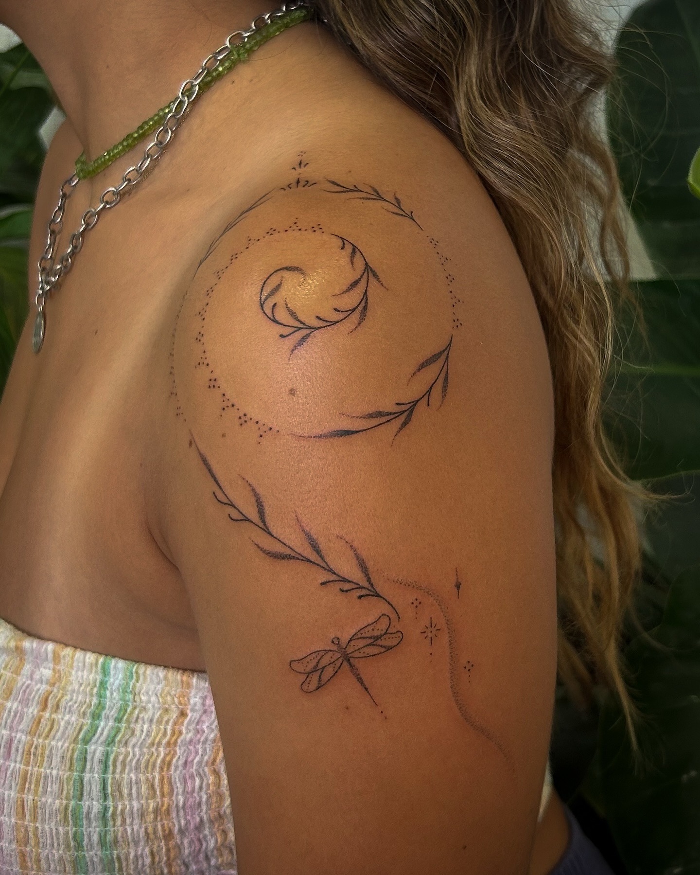Hummingbird and Geometric Elements Tattoo Tattoo Design