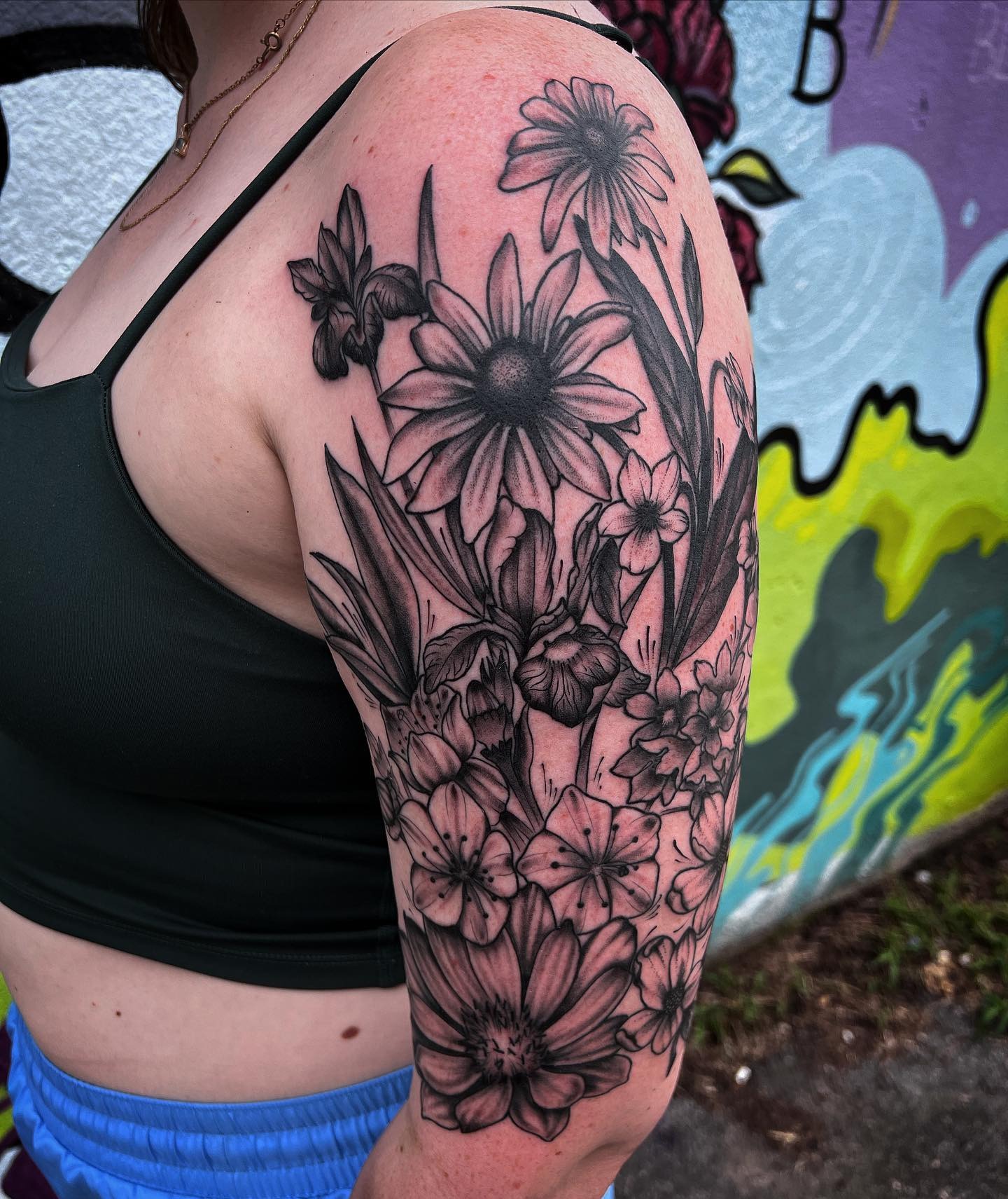 Kingfishers and Wildflowers Tattoo Tattoo Design
