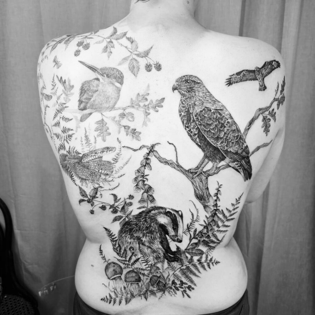 Woodland Wildlife Back Tattoo Tattoo Design