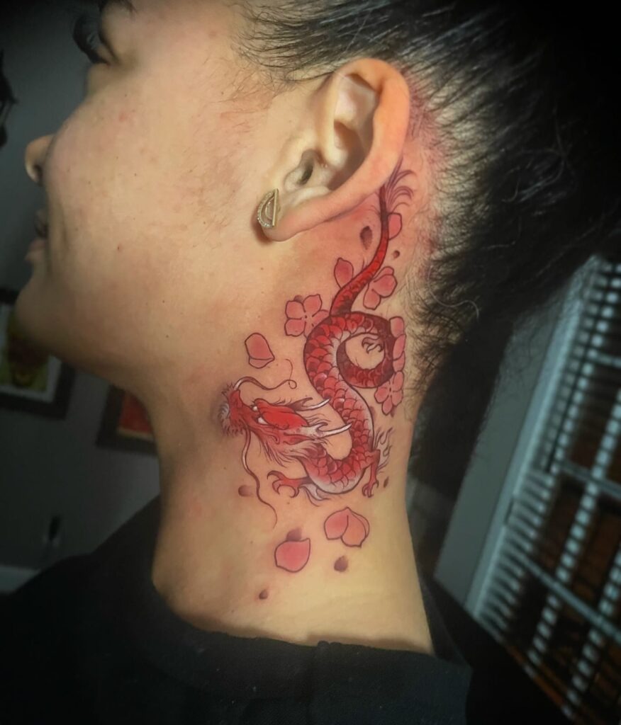 Bold Black and Grey Rose Neck Tattoo Tattoo Design