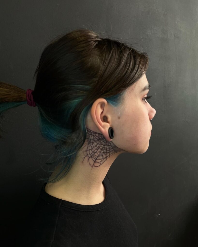 Cupid Neck Tattoo with Bow and Arrow Tattoo Design