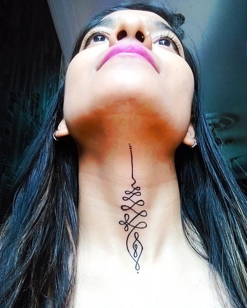 Fierce Panther Throat Tattoo with Open Jaw Design Tattoo Design