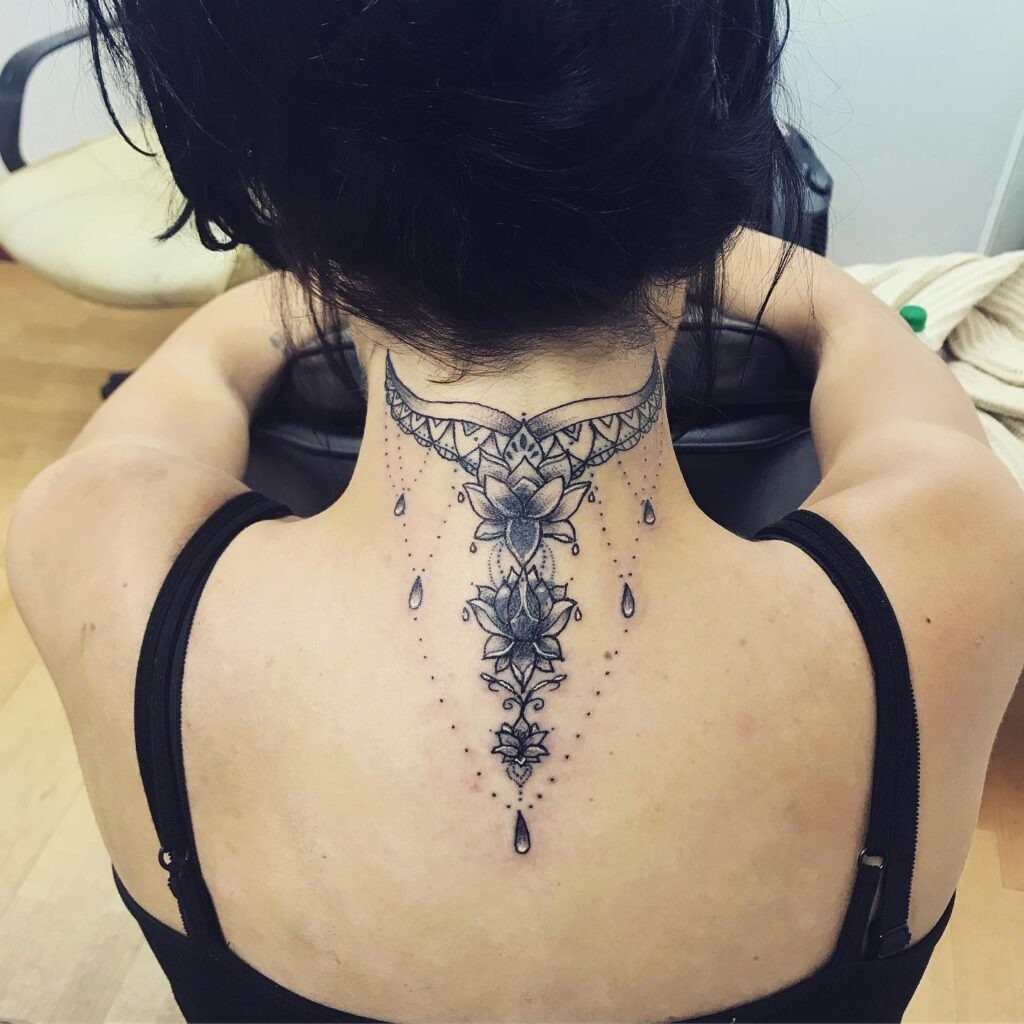 Ornamental Butterfly Neck Tattoo Tattoo Design