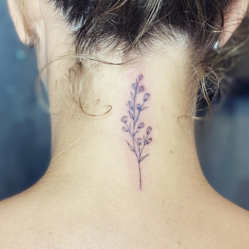 Realistic Blue Butterfly Neck Tattoo Tattoo Design