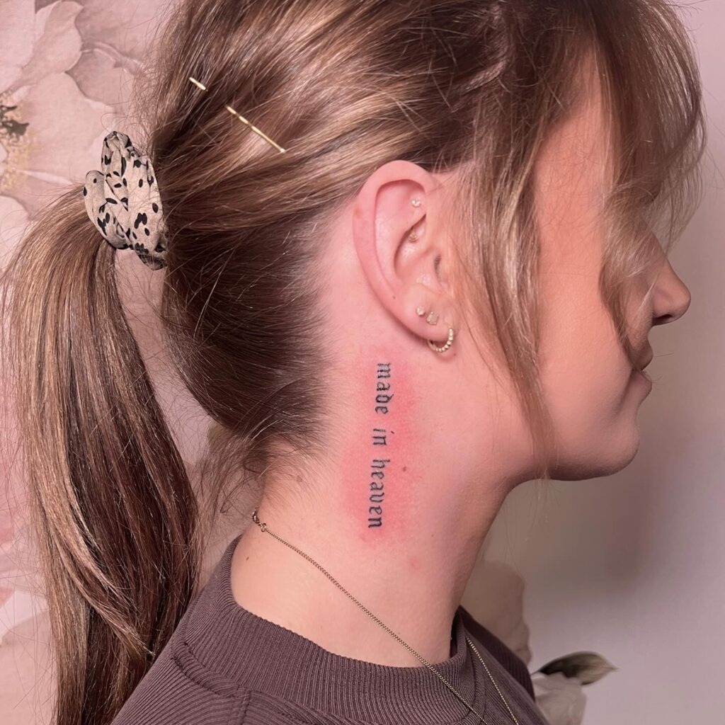 Watercolor Feather and Heart Neck Tattoo Tattoo Design
