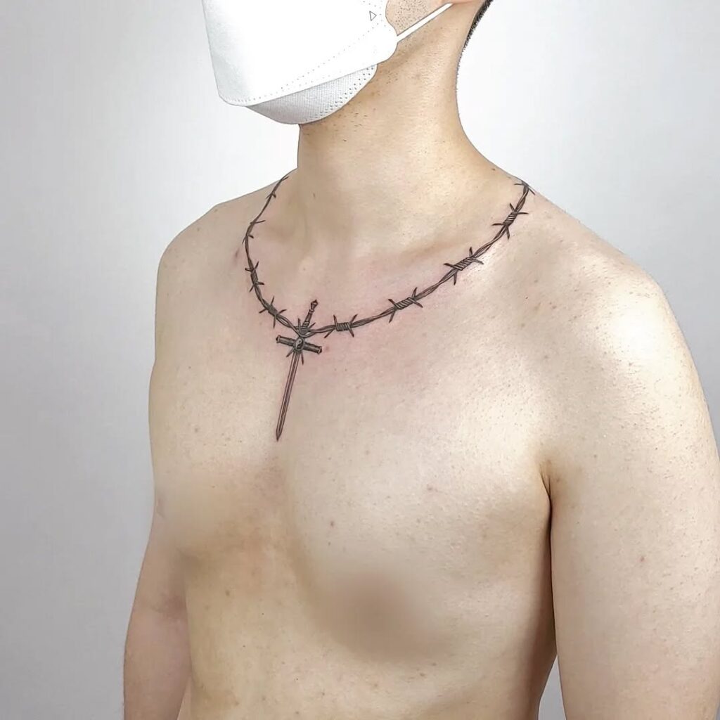Beaded Chain with Wedding Rings Tattoo Tattoo Design