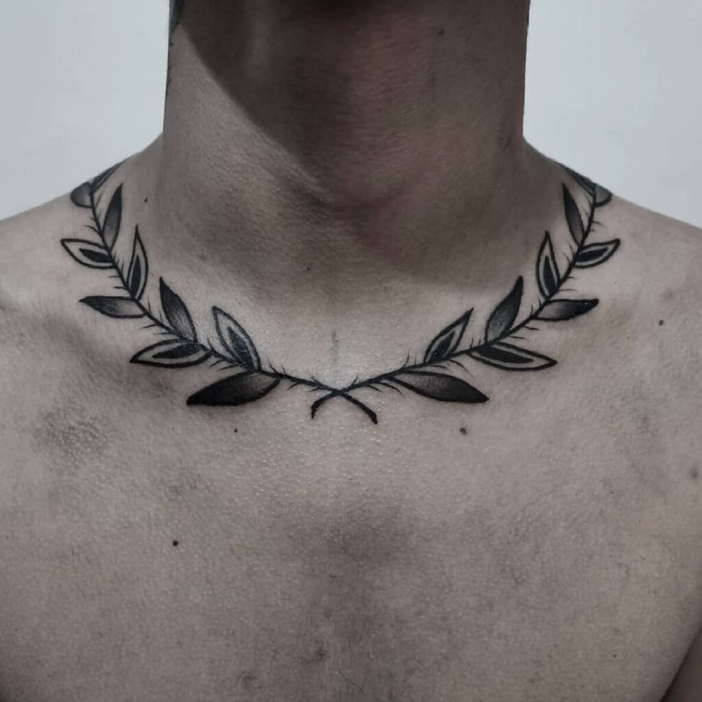 Bold Rope Chain Necklace Tattoo with Color Accents Tattoo Design